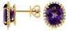 5.65CT DIAMOND & AAA AMETHYST 14KT YELLOW GOLD OVAL & ROUND HALO STUD EARRINGS