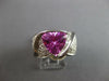 LARGE 3.80CT DIAMOND & AAA PINK QUARTZ 14KT WHITE GOLD TRILLION & ROUND FUN RING