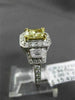 ESTATE 2.04CT GIA FANCY YELLOW DIAMOND 18K TWO TONE GOLD 3 STONE ENGAGEMENT RING