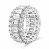 LARGE 15.04CT DIAMOND PLATINUM 3D ROUND & EMERALD CUT ETERNITY ANNIVERSARY RING