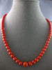 ANTIQUE LARGE & LONG AAA CORAL 14KT YELLOW GOLD GRADUATING LOVE NECKLACE #27556