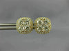 ESTATE LARGE 1.18CT DIAMOND 18K YELLOW GOLD 3D CLUSTER SQUARE HALO STUD EARRINGS