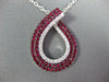 LARGE 1.72CT DIAMOND & AAA RUBY 18KT WHITE GOLD 3D TEAR DROP LOVE KNOT PENDANT