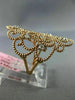 ESTATE LARGE .18CT DIAMOND 14KT ROSE GOLD 3D OPEN FILIGREE ETOILE FLOWER RING
