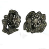 LARGE 1.91CT MULTI COLOR DIAMOND 18KT BLACK GOLD 3D FLOWER ROSE CLIP ON EARRINGS