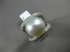ESTATE EXTRA LARGE 3CT DIAMOND & AAA SOUTH SEA PEARL 18K WHITE GOLD RING 20571