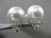 ESTATE .60CT DIAMOND 18K WHITE GOLD AAA SOUTH SEA PEARL 3 STONE CLIP ON EARRINGS