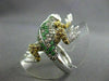 ESTATE 3.03CT FANCY MULTI COLOR DIAMONDS & AAA EMERALD 14KT WHITE GOLD FROG RING