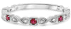 ESTATE LARGE .11CT DIAMOND & AAA RUBY 14K WHITE GOLD INFINITY ETERNITY LOVE RING