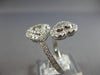 LARGE 1.3CT DIAMOND 14KT WHITE GOLD 3D ROUND & BAGUETTE DOUBLE HEART LOVE RING