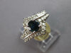 ESTATE 1.07CT DIAMOND & AAA SAPPHIRE 14KT WHITE GOLD 3D V SHAPE ENGAGEMENT RING