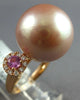 EXTRA LARGE .58CT DIAMOND & PINK SAPPHIRE & SOUTH SEA PEARL 18KT ROSE GOLD RING
