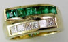 Estate 1.46Ct Diamond & AAA Emerald 14Kt Yellow Gold 3D Princess Criss Cross Love Ring