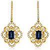 1.57CT DIAMOND & AAA SAPPHIRE 14KT YELLOW GOLD 3D OPEN FILIGREE HANGING EARRINGS