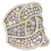 4.05CT WHITE & MULTI COLOR DIAMOND 18KT YELLOW GOLD 3D LOVE KNOT COCKTAIL RING