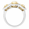 LARGE 2.78CT WHITE & FANCY YELLOW DIAMOND 18KT 2 TONE GOLD OVAL ENGAGEMENT RING