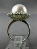 ESTATE LARGE 1.40CT DIAMOND & AAA SOUTH SEA PEARL 18KT WHITE GOLD HALO FUN RING