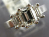 ESTATE 1.15CT DIAMOND 14KT WHITE GOLD 3 STONE BAGUETTE CLASSIC ENGAGEMENT RING