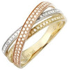 .29CT DIAMOND 14KT TRI COLOR GOLD 3D CRISS CROSS MULTI ROW INTERTWINNED FUN RING