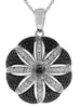ESTATE .94CT WHITE & BLACK DIAMOND 14KT WHITE GOLD 3D FLOWER FLOATING PENDANT