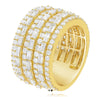 EXTRA LARGE 4.18CT DIAMOND 14KT YELLOW GOLD ROUND & BAGUETTE 3/4TH ETERNITY RING