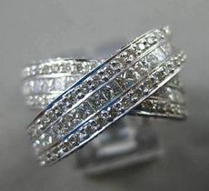 ESTATE MASSIVE 2.50CT DIAMOND 14KT WHITE GOLD 3D CRISS CROSS X LOVE RING #25116