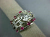 ESTATE EXTRA LARGE 2.54CT DIAMOND & AAA RUBY PLATINUM MULTI ROW ENGAGEMENT RING