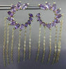 ESTATE LARGE 10.0CT AAA AMETHYST 14K YELLOW GOLD FLOWER JOURNEY HANGING EARRINGS