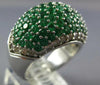LARGE 3.65CT DIAMOND & AAA EMERALD 14KT WHITE GOLD DOME SHAPE ANNIVERSARY RING