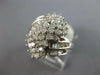 LARGE 1.52CT DIAMOND 14KT WHITE GOLD 3D ROUND & BAGUETTE CLUSTER FLORAL FUN RING