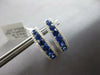ESTATE LARGE 1.94CT DIAMOND & AAA SAPPHIRE 18KT WHITE GOLD OVAL HOOP HANGING EARRINGS
