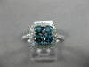 ESTATE .60CT WHITE & BLUE DIAMOND 14KT WHITE GOLD SQUARE HALO LOVE PROMISE RING