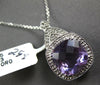 3.88CT DIAMOND & AAA AMETHYST 14KT WHITE GOLD 3D CUSHION HALO FILIGREE PENDANT
