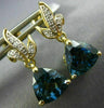 4.10CT DIAMOND & AAA LONDON BLUE TOPAZ 14K 2 TONE GOLD TRILLION HANGING EARRINGS