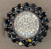 ESTATE 1.40CT WHITE & BLACK DIAMOND 14KT WHITE GOLD 3D SUNFLOWER FUN RING