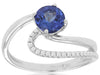 1.10CT DIAMOND & AAA TANZANITE 14KT WHITE GOLD DOUBLE SWIRL SOLITAIRE FUN RING