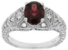 1.69CT DIAMOND & AAA RHODOLITE 14KT WHITE GOLD 3D OVAL & ROUND ENGAGEMENT RING