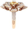 ESTATE LARGE 2.66CT WHITE & FANCY YELLOW DIAMOND 14KT ROSE GOLD FLOWER FUN RING