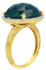 LARGE 13.36CT DIAMOND & AAA GREEN AGATE 14KT YELLOW GOLD 3D DOME SHAPE FUN RING