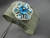 WIDE 9.33CT DIAMOND & AAA BLUE TOPAZ 14KT GOLD & STAINLESS STEEL BANGLE BRACELET