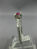 ANTIQUE WIDE .53CT DIAMOND & RUBY 14K WHITE GOLD FISH TAIL ENGAGEMENT RING 27642
