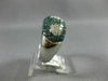 ESTATE WIDE 4.98CT WHITE & BLUE DIAMOND 14KT WHITE GOLD 3D MULTI ROW FLOWER RING