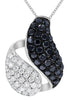 1.31CT WHITE & BLACK DIAMOND 14KT WHITE GOLD 3D MULTI ROW SNAKE FLOATING PENDANT