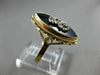 ANTIQUE OLD MINE DIAMOND & ONYX 14KT TWO TONE GOLD SWIRL MARQUISE RING #21458