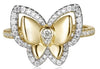 ESTATE .40CT DIAMOND 14KT YELLOW GOLD 3D ROUND BUTTERFLY LOVE RING