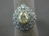 ESTATE LARGE 2.13CT WHITE & FANCY YELLOW DIAMOND 14K 2 TONE GOLD ENGAGEMENT RING