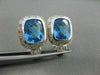 ESTATE LARGE 14.4CT EXTRA FACET BLUE TOPAZ & DIAMONDS 14KT W GOLD EARRINGS 21801