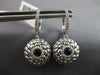 LARGE .61CT DIAMOND & AAA SAPPHIRE 14KT WHITE GOLD ROUND FLORAL HANGING EARRINGS