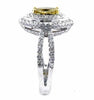 ESTATE 1.45CT WHITE & FANCY YELLOW DIAMOND 18K 2 TONE GOLD MARQUISE & ROUND RING
