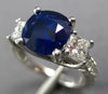 LARGE 3.12CT DIAMOND & AAA SAPPHIRE 14K WHITE GOLD 3 STONE ENGAGEMENT RING 27230